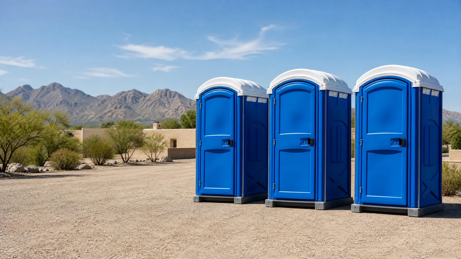 Clean portable restroom units prepared for rental planning in Scottsdale